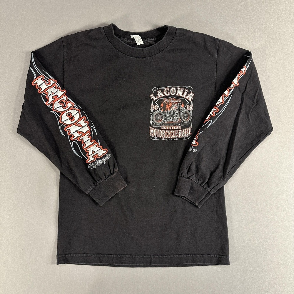 Alstyle Shirt Mens Small Black Laconia Motorcycle Rally Long Sleeve Graphic 2018